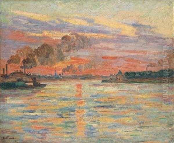 Les Forges D'ivry, Confluent De La Seine Et De La Marne Oil Painting by Armand Guillaumin