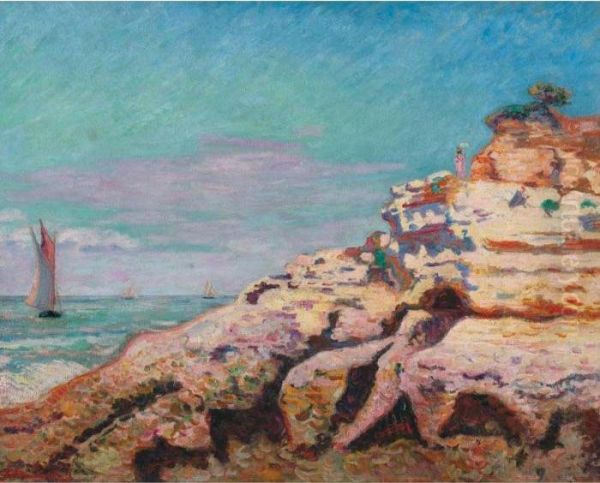 Corniche A Saint Palais, Mer Basse Oil Painting by Armand Guillaumin