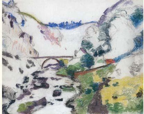 Pont Sur La Sedelle A Crozant, Vers 1908 Oil Painting by Armand Guillaumin