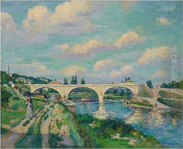 Port Sur L'oise A Compiegne Oil Painting by Armand Guillaumin