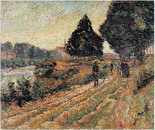 Promenade Au Bord De L'eau Oil Painting by Armand Guillaumin