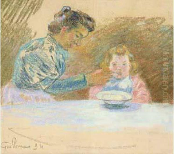 Madame Guillaumin Et Sa Fille Marguerite, 1894. Oil Painting by Armand Guillaumin