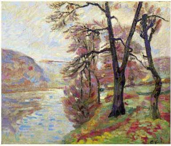 Vue De Crozant A L'automne Oil Painting by Armand Guillaumin