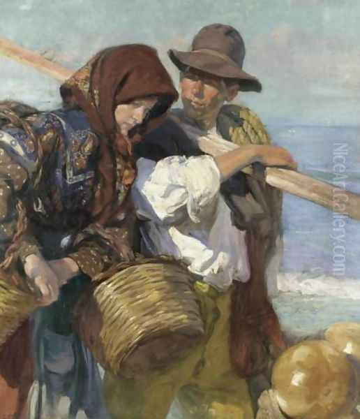 Return from the Catch (La vuelta de la pesca) Oil Painting by Jose Mongrell