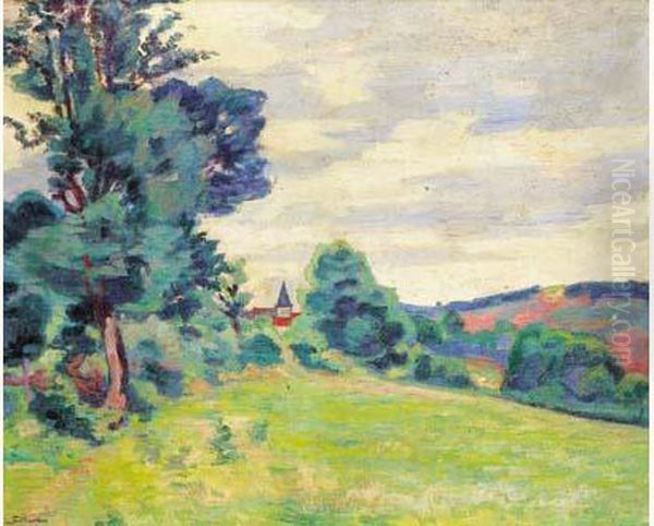 Paysage A L'eglise, Vers 1905. Oil Painting by Armand Guillaumin