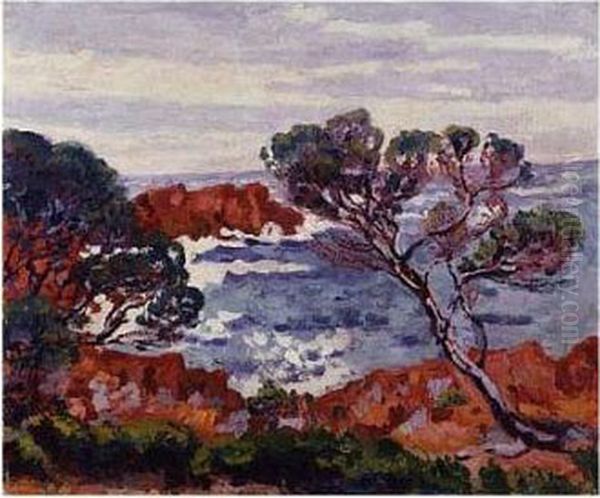 Agay, Les Rochers Rouges Oil Painting by Armand Guillaumin