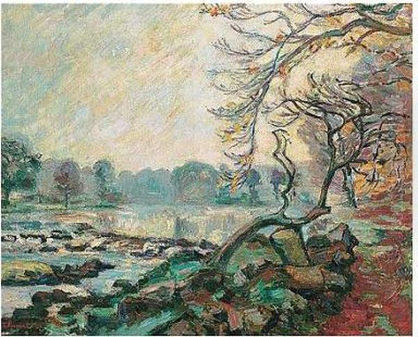 Barrage De Genetin, Crozant Oil Painting by Armand Guillaumin