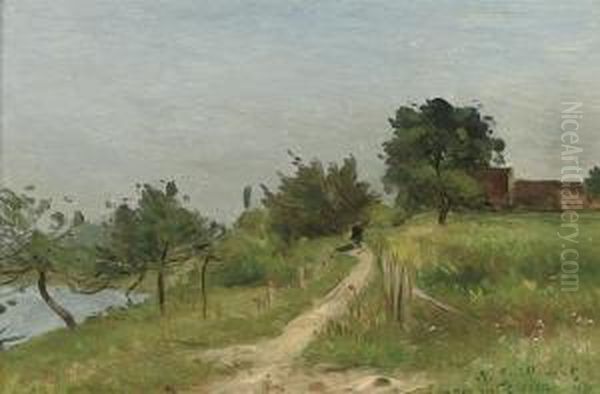 Chemin Au Bord Du Lac Oil Painting by Jean Baptiste Antoine Guillemet