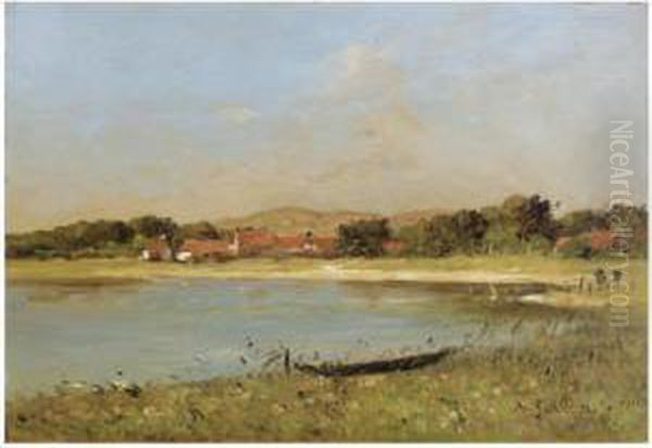 L'etangs De Camiers, Pas De Calais Oil Painting by Jean Baptiste Antoine Guillemet