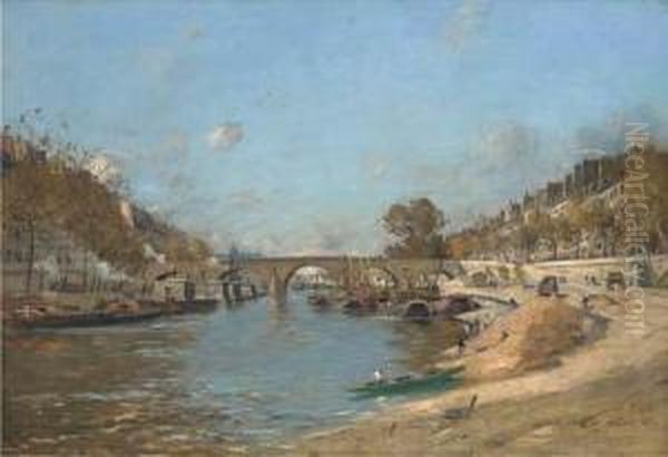 Pont Marie, Paris Oil Painting by Jean Baptiste Antoine Guillemet