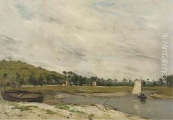 Paysage En Environs De Moret-sur-loing Oil Painting by Jean Baptiste Antoine Guillemet