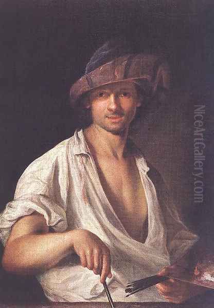 Self-portrait 1711 Oil Painting by Adam Manyoki