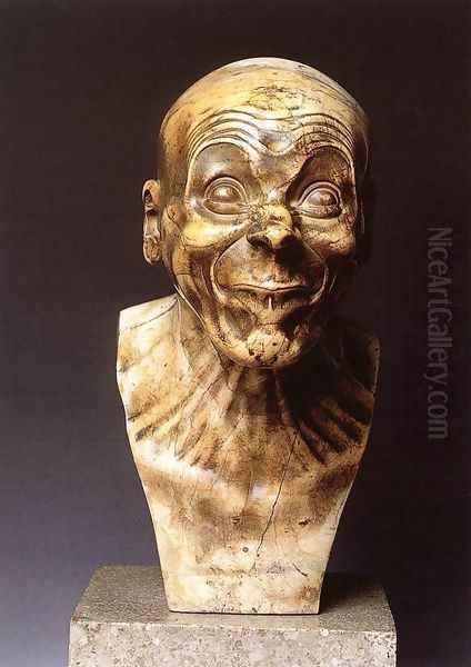 Character Head: The Lecher Oil Painting by Franz Xaver Messerschmidt