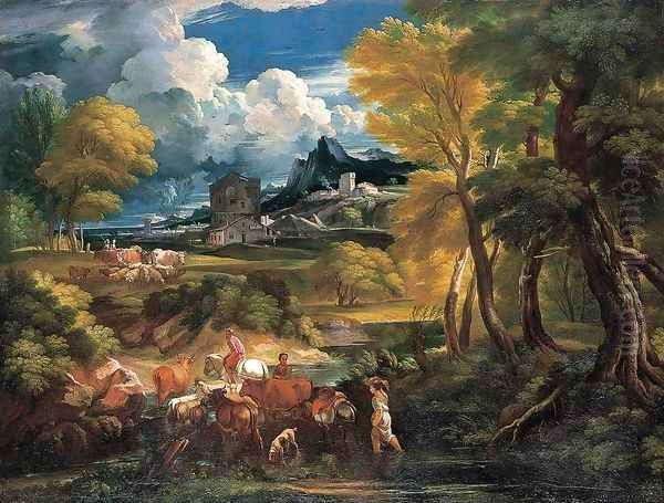 Bucolic Landscape Oil Painting by Pieter the Younger Mulier