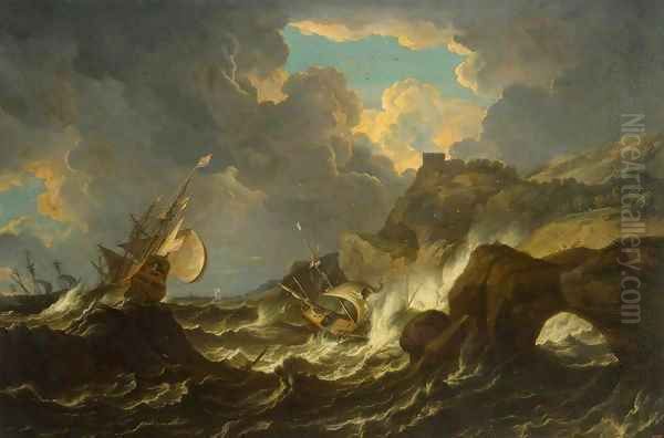 Storm in the Sea Oil Painting by Pieter the Younger Mulier