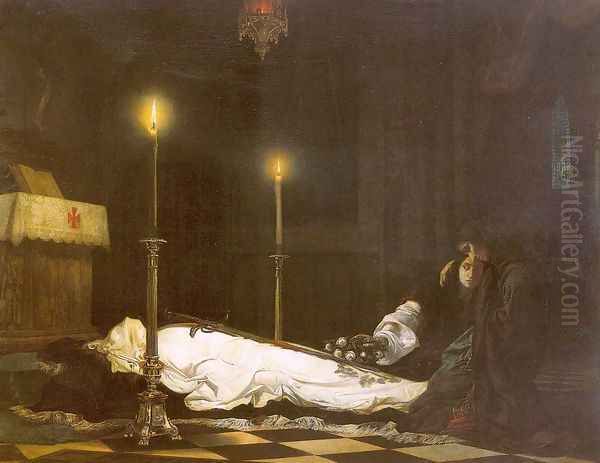 The Mourning of Laszlo Hunyadi 1859 Oil Painting by Viktor Madarasz