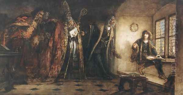 Czech King Podjebrad Introduces Matthias the Hungarian Delegates 1873 Oil Painting by Viktor Madarasz