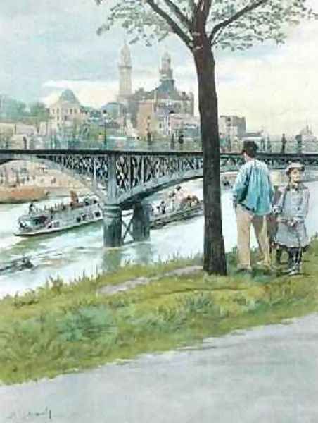 The Trocadero and the Pont de Passy from Paris Illustre Oil Painting by Felicien baron de Myrbach-Rheinfeld