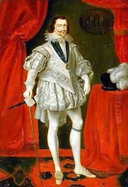 Portrait of George Villiers 1st Duke of Buckingham 1592-1628 Oil Painting by Daniel Mytens