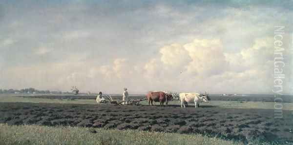 Ploughmen in the Ukraine, 1879 Oil Painting by Clodt von Jurgensburg Mikhail Konstantinovitch