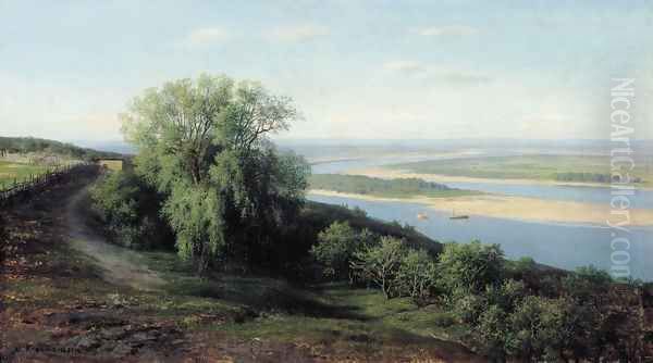 Volga near Simbirsk, 1881 Oil Painting by Clodt von Jurgensburg Mikhail Konstantinovitch