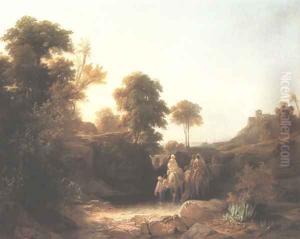 Caravan c. 1855 Oil Painting by Jozsef Molnar