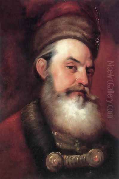 Portrait of a Bearded Man Oil Painting by Jozsef Molnar