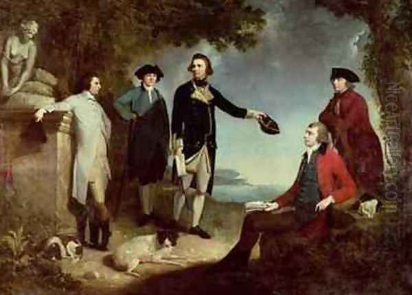 Captain James Cook 1728-79 Sir Joseph Banks 1743-1820 Lord Sandwich with Dr Daniel Solander 1733-82 and Dr John Hawkesworth 1715-73 1771 Oil Painting by John Hamilton Mortimer