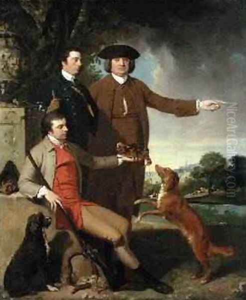 Self Portrait with Father and Brother 1760-62 Oil Painting by John Hamilton Mortimer