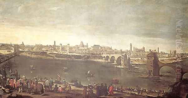 View of Zaragoza 1547 Oil Painting by Juan Bautista Martinez del Mazo