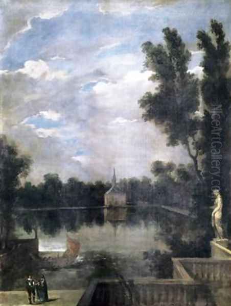 A Pond of the Buen Retiro 1637 Oil Painting by Juan Bautista Martinez del Mazo