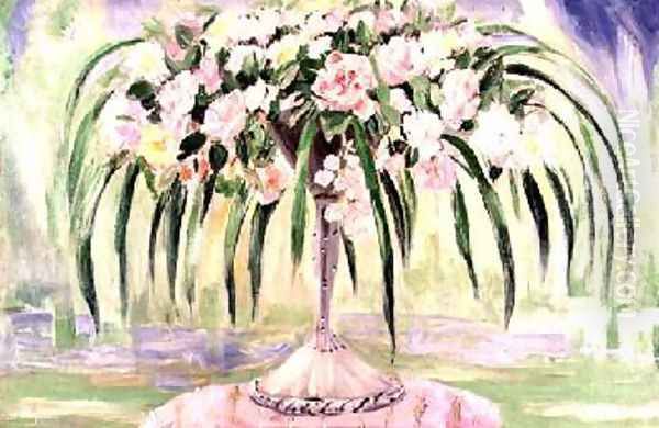 Roses in an Art Nouveau Vase Oil Painting by Jacqueline Marval