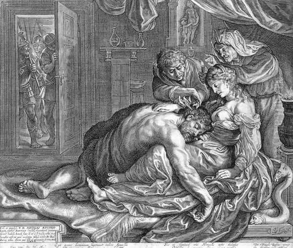 Samson and Delilah c. 1613 Oil Painting by Jacob Matham