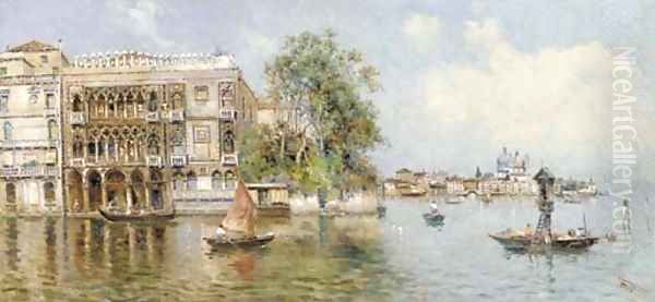 A Venetian lagoon Oil Painting by Antonio Reyna Manescau