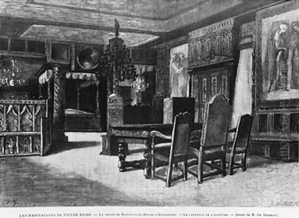 Homes of Victor Hugo the lounge at Hauteville house in Guernsey the armchair of the ancestor Oil Painting by Fortune Louis Meaulle