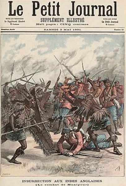 The Battle of Manipur from Le Petit Journal 2nd May 1891 Oil Painting by Fortune Louis Meaulle