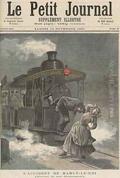 An Accident at MarlyleRoi Victim of his Dedication from Le Petit Journal 14th November 1891 Oil Painting by Fortune Louis Meaulle