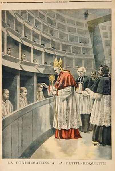 Religious confirmation in the prison of La Petite Roquette from Le Petit Journal 1st November 1896 Oil Painting by Fortune Louis Meaulle