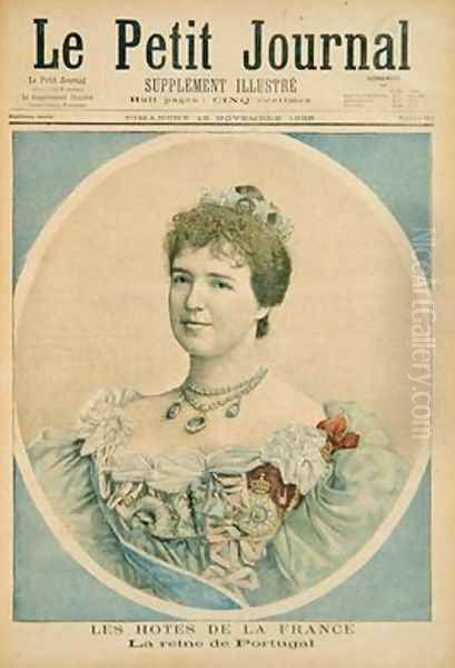 Portrait of Queen Amelia of Portugal 1865-1951 from Le Petit Journal 15th November 1896 Oil Painting by Fortune Louis Meaulle