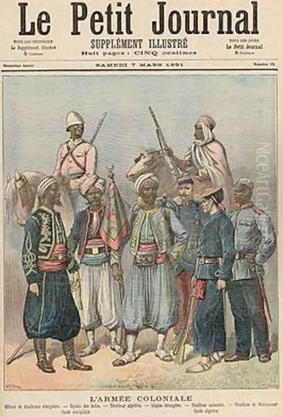 The Colonial Army from Le Petit Journal 7th March 1891 Oil Painting by Fortune Louis Meaulle