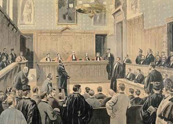 The Panama Trial from Le Petit Journal Oil Painting by Fortune Louis Meaulle