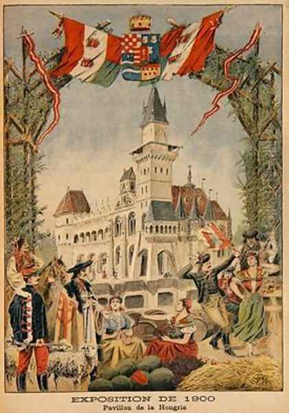 The Hungarian Pavilion at the Universal Exhibition of 1900 Oil Painting by Fortune Louis Meaulle