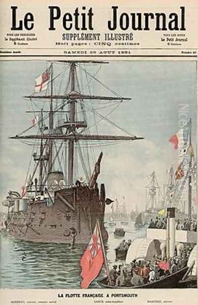 The French Flotilla in Portsmouth from Le Petit Journal 29th August 1891 Oil Painting by Fortune Louis Meaulle