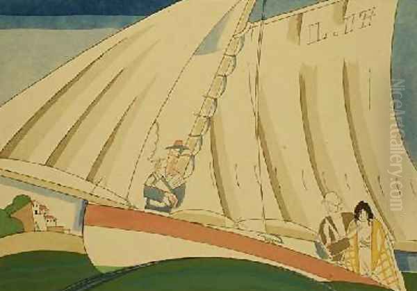 Yachting 1920 Oil Painting by Charles Martin