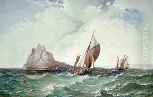 St Michaels Mount Cornwall Oil Painting by Arthur Joseph Meadows