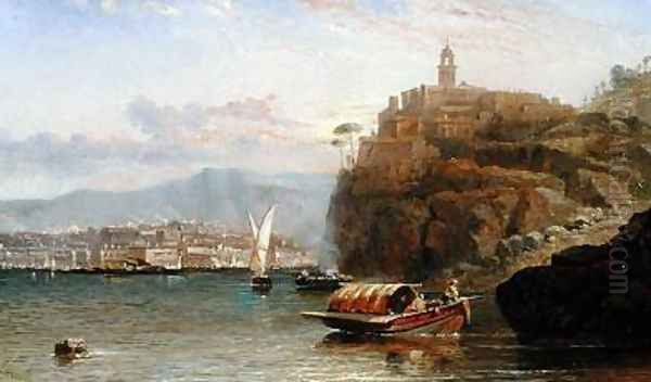 On the Amalfi Coast at Dusk Oil Painting by Arthur Joseph Meadows