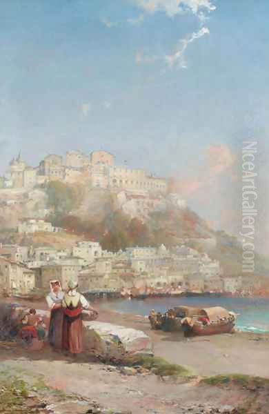 Port Maurizio on the Riviera 2 Oil Painting by Arthur Joseph Meadows