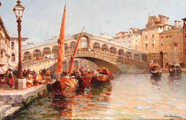 The Rialto Bridge, Venice Oil Painting by Arthur Joseph Meadows