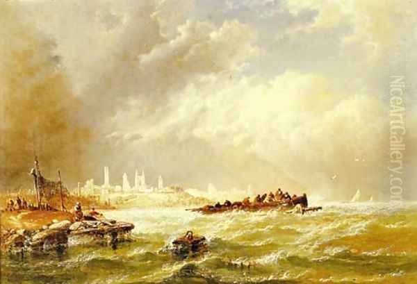 Wreckers off the coast Oil Painting by Arthur Joseph Meadows