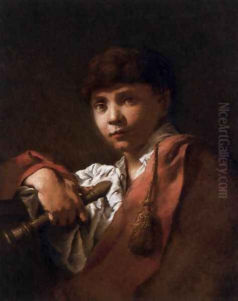 Boy with Flute 1740-50 Oil Painting by Domenico Maggiotto